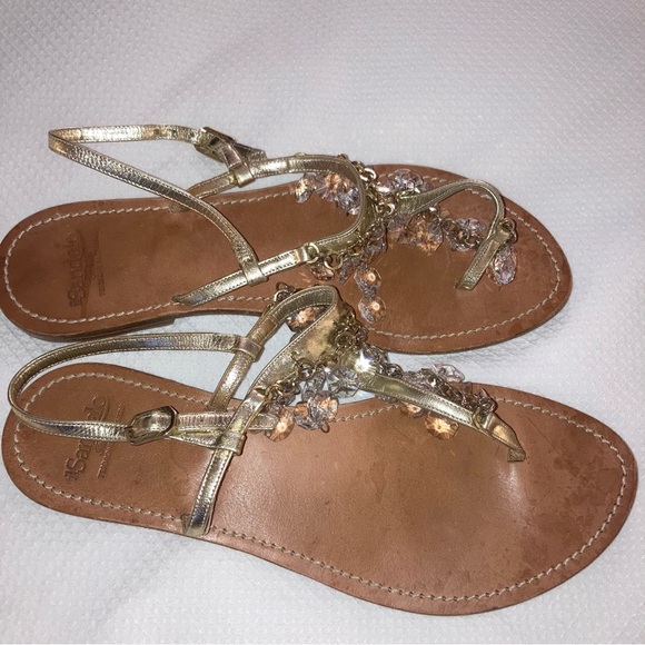il Sandalo Tesorone Brothers Italy Crystals Chandelier Thong Sandals 9 Gold - Picture 6 of 12